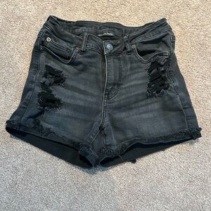 American Eagle Outfitters Black Ripped Jean Shorts